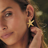 18K gold-plated starfish and shell earrings